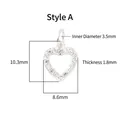 Sparkling S925 silver heart charm with pavé zircon stones for DIY bracelets - Style A Hollow Heart / Silver