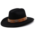 Dettaglio di rivetti d'argento su cinturino in pelle marrone di un cappello nero - M (56-58cm) / Nero