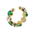Anillo ajustable bañado en oro 18k con circonitas cuadradas verdes esmeralda y blancas - Claro y Verde