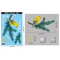 Christmas window decals set featuring gold finch on pine branch with snowflakes - BQ562-Goldfinch Snowflake