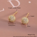 Glinsterende vergulde ronde oorknopjes met dichte zirkonia-zetting voor een luxe stijl - Goudkleurig Rond (Groot) / 0.6cm
