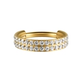 Golden double-row crystal hinged segment ring for nose or cartilage piercing - #5-Double Row Hinged Clicker Zirconia / 1.2*8mm / Gold