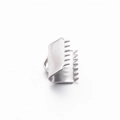 Silver stainless steel ribbon crimp end clasp with sawtooth design for DIY jewelry - 10.5mm / Steel