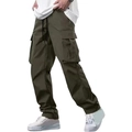 Men's army green cargo pants featuring multiple utility pockets and drawstring waist - Army Green