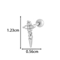 Silver geometric cartilage stud earring with cubic zirconia flower and cone pendant - Four-Leaf Clover Spike Pendant Style (2603-8# Silver)