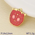 Lindo colgante de fresa en esmalte rojo con borde dorado y cara de dibujo para joyas DIY - Estilo de Fresa Roja con Cara Sonriente (KLJ9516-ZLA)