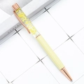 DIY dried flower ballpoint pen in light yellow with elegant rose gold metal accents - Macaron Yellow (Rose Gold Trim)