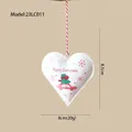 Wit hart kerstornament met roze auto en boom design, 8cm ijzeren hangende decoratie - Hart (enkelzijdig bedrukt)