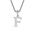 Silver stainless steel necklace with letter F pendant and box chain for women - F-Silver
