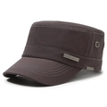 Men's outdoor dark grey flat top patrol cap with white stitching and sport metal tag - Adjustable / Gray