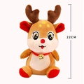 22cm plush reindeer doll with festive red ribbon and golden bell for Christmas decor - Plush Christmas Reindeer