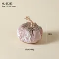 Pink velvet Christmas pumpkin decor with silver sequins and gold stem, size 15x15x14cm - Little Pumpkin Green