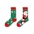 Groene kerstsokken met rode accenten en feestelijk kerstmanpatroon op de zijkant - Eén maat (35-43) / Groen Kerst Skateboarden (1110)