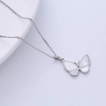 Collana minimalista in acciaio al titanio con pendente a farfalla d'argento e madreperla - Colore Acciaio [Solo Ciondolo]