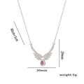 Silberne Engelsflügel Halskette mit Mondstein-Anhänger und Kristall-Akzenten - Silber Roter Zirkon(8968)