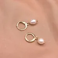 Elegant 925 silver gold-plated hoop earrings with natural freshwater white pearls - Simple Hoop Earrings