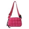 Quilted nylon crossbody waist bag in vibrant rose red with adjustable strap - 22*6*16 / Rose Red