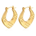Chic 18K gold plated stainless steel square earrings with star and rhombic patterns - Star Relief Gold (MS-268)