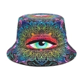 Psychedelic bucket hat with vibrant mandala patterns and an all-seeing eye design - M (56-58cm) / Blue Eye