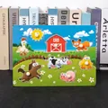 Educational wooden peg puzzle featuring farm animal cognitive theme with small handles - A-501 Animals Recognition