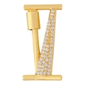 Gold plated letter V pendant with white zircon stones and screw clasp buckle - Letter I