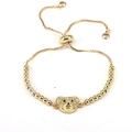 Bracelet ajustable en perles dorées avec pendentif ours mignon et oxydes de zirconium - Style 2-Blanc