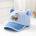 Cappellino per bambini celeste con orsetto escavatore e orecchie decorative 3D - 52cm (2-5 Anni) / Blu