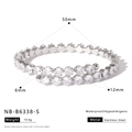 Detailed size specifications for a silver double-row pave set rhinestone stainless steel bangle - Silver Double Row Pave Bangle (NB-B6338-S) / Silver