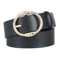 Elegante cintura da donna in pelle PU nera con fibbia ovale dorata e farfalle decorative - 106*3.3cm / Nero+Fibbia Dorata