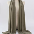 Solid deep olive green chiffon hijab scarf with delicate pearl textured fabric - 20