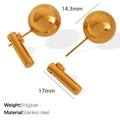 Minimalistische gouden roestvrijstalen bolvormige oorbellen met 14,3 mm bollen en posts - Gouden Oorbellen (EH777) / Goud