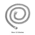 Classic 13mm silver iced out Cuban link chain necklace with box clasp in 70cm length - 70cm / Silver