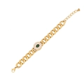 Bracciale a catena cubana dorata con gemma ovale verde e cristalli pavé su ciondolo rotondo - Acciaio Inossidabile/Zirconia Verde / 4# Bracciale di Zircone Verde
