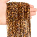 Macro detail of faceted 3mm tiger eye stone beads strand with natural chatoyant effect - 3mm (38cm, Approx. 120 Beads) / Tiger Eye Stone Bracelet