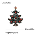 Sparkling Christmas tree brooch with green and red rhinestones on silver alloy base - Christmas Tree-1651 (Silver Base Full Green with Red Accents)