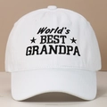 Casquette de baseball blanche en coton brodée Best Grandpa au design classique à six pans - Réglable / Blanc