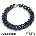 Bracciale a catena cubana nera in acciaio inossidabile, misura 200x11mm, peso 37g - 11mm / Nero