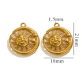 18K gold plated stainless steel sun face and crescent moon pendant DIY jewelry charms - BB-Gold Sun Moon Face Pattern