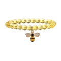 Natural tiger eye stone beaded bracelet with sparkling bee honeycomb pendant jewelry - Citrine