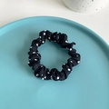 Classic black and white polka dot fabric scrunchie on a blue decorative plate - 2# Black Polka Dot