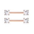 Rose gold stainless steel nipple rings with white marble stone inlay spheres - Rose Gold White Turquoise