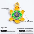 Colorful enamel turtle pendant in stainless steel for DIY jewelry making, 10mm x 16mm size - Colorful Enamel Turtle Shape Pendant Only (Without Chain) (PJ91296)