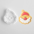White Santa Claus cookie cutter with matching pressed dough on white background - Santa Claus B