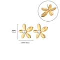Golden flower earrings with a white pearl center and butterfly needle backing - 30mm Gold 5-Petal Flower Pearl Studs(E5405)