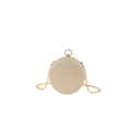 Elegant champagne gold round evening clutch with glitter texture and gold chain strap - Champagne Gold