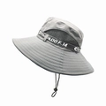 Detail of gray sun hat featuring breathable black mesh panels and Tornado F-14 print - Light Gray