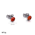Pendientes de acero plateado de 6mm con cristal rojo naranja y un pequeño lazo colgante - Estilo de Piedra Rojo Anaranjado(KLJ546-Z)
