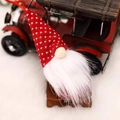 Gnomo di Natale lavorato a maglia rosso e bianco con barba in finta pelliccia decoro - Stile G - Pois Rossi e Bianchi