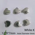 Perline a cuore argento White K in CCB con foro grande per gioielli fai da te 12x9x7mm - 12*9*7mm / Cuore Bianco K