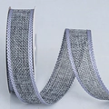DIY Christmas burlap ribbon with grey-purple fabric and wavy satin edges for tree decor - 2.5cm Wide / Grey Purple